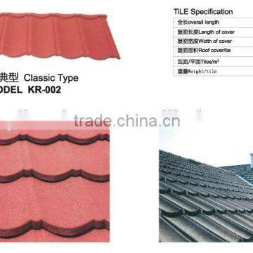 Classic mak in chinese stone coated metal roof tiles