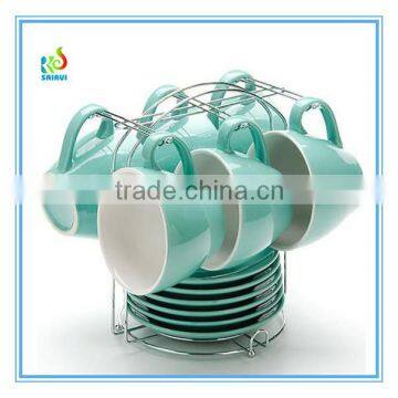 13 Piece Ceramic Coffee/Tea Set with Stand