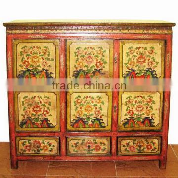 Chinese Antique Tibet painted cabinet