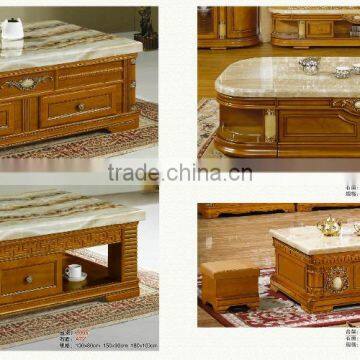 Marble Top Tea Table Set With Wood Side photo-4