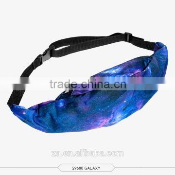 Summer top selling fashion printed galaxy travel waist bag for ladies sport and leisure