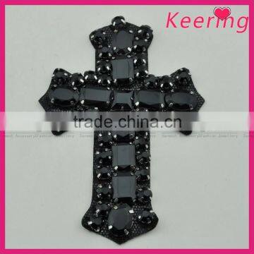 fashion garment accessories cross design patches in black beads