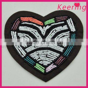 wholesale fashion handmade pearl beaded heart applique patches for clothes WPH-1827