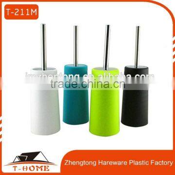 Household Stainless Steel Round Plastic Cups Porcelain Toilet Brush Holder