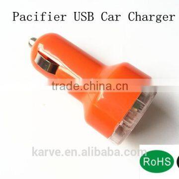 New arriver pacifier usb car charger with led display 5V 2.1A