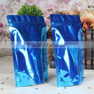 Metalized blue food packing zip lock bags foil stand up pouch 10x15cm 100pcs