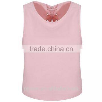 2016 OEM manufacturer factory supply knit sleeveless pink women crop tops wholesale