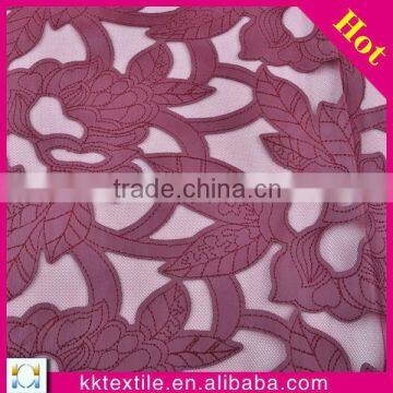 Fashion mesh bottom flower PU leather embroidery lace for ladies cloth