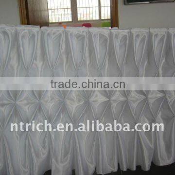 Fascinating!!! gathered table skirts white colour satin table cloth/table skirt,honeycomb style,fashion design