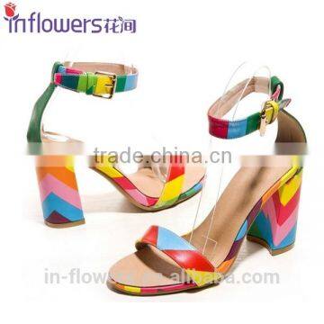 Custome handmade block medium heel summer sandals for women