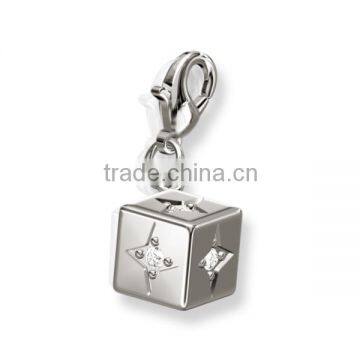 silver square charm