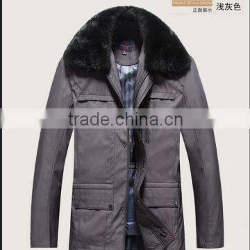 Rabbit fur collar long thickening in the men's cotton-padded jacket