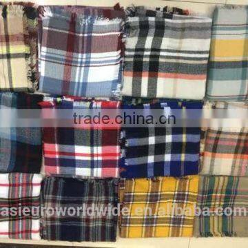 WINTER OVER SIZE CHECK WOVEN ACRYLIC SCARF, BSCI and Sedex Approved