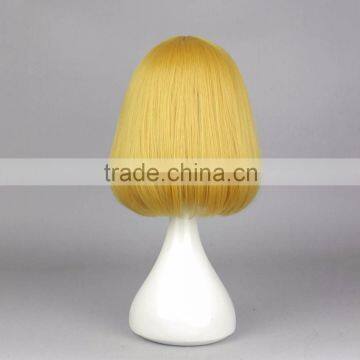 Factory WholesalePrison School Hana Midorikawa Cosplay Wig Short 35cm 14" Golden Yellow Anime Hair With Hairnets photo-4