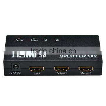 CHEERLINK 1 x 2 1080P 3D Mini HDMI 1.3b Splitter w/ EU Plug Power Adapter - Black