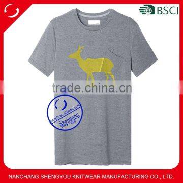 Custom crew neck digital printing pocket t shirt for sublimation printing