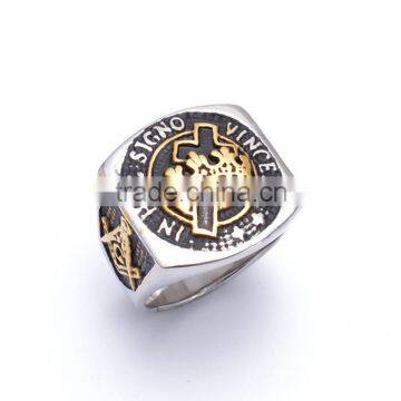 Freemasons stainless steel men gold masonic championship ring                        
                                                                                Supplier's Choice