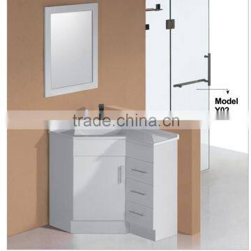 European modern corner bathroom vanity design with wall mirror