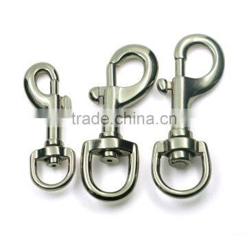 Factory price shiny nickel plated metal leash hook different sizes for dog leash