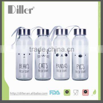 2015 High-quality wholesales Borosilicate Glass Water Bottle with Nylon