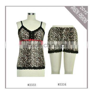 2015 leopard print pajama set for women pijama