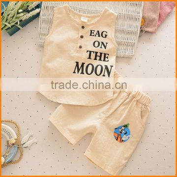 South Korea's children suit cotton sleeveless T-shirt shorts two piece set elastic belt factory direct group