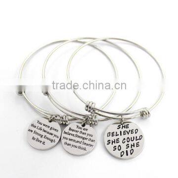 Custom Logo Engraved Bangle Bracelets With Charms Quality Choice photo-4