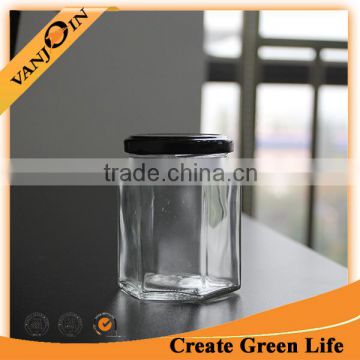 Hot Sale 250ml Hexagonal Glass Jar With Cap For Food