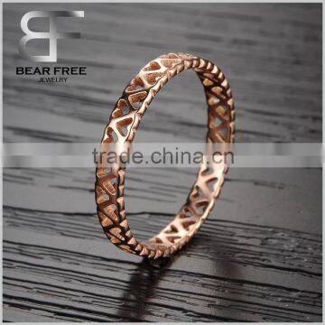 Fashion Women Rose Gold Plated 316L Stainless Steel High Polished Camellia Pierced Ring photo-3