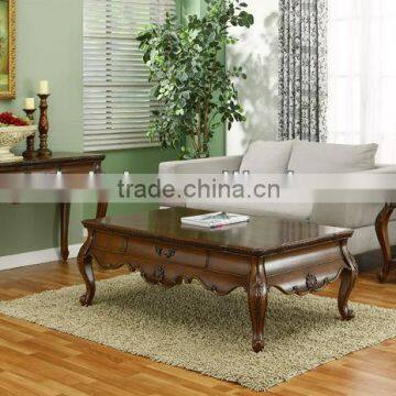 CF30001 Unique Luxury classic Carved wooden Coffee Table & End Console Sofa Table Sets