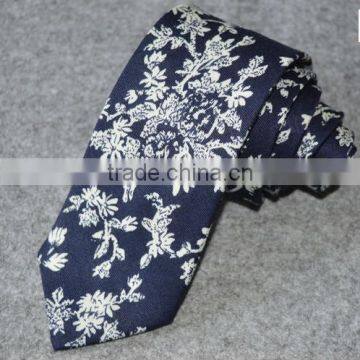 big flower pattern linen necktie, floral linen tie