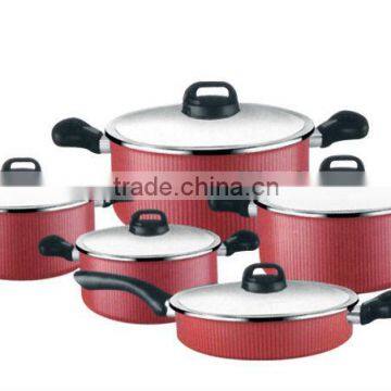 KP-10S,10pcs stripe design aluminum cookware set