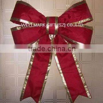 HOT SALE Red Giant 3D Structural Velvet Christmas Bow with gold trim