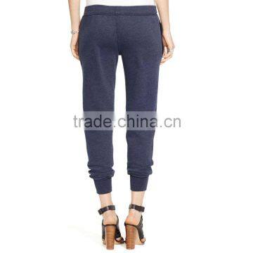 Navy Plain With Side Pockets Women Sweat Pants photo-3