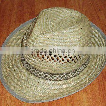 straw trilby hat, hollow straw hat