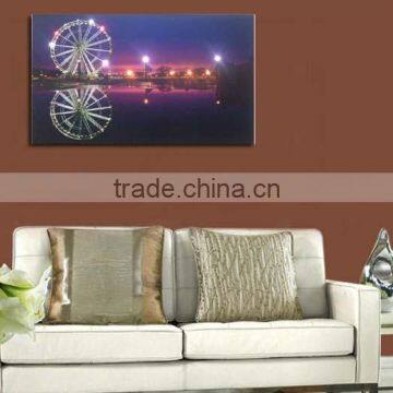 Ferris wheel LED lighted canvas wall art printing, beautiful landscape, home decoration