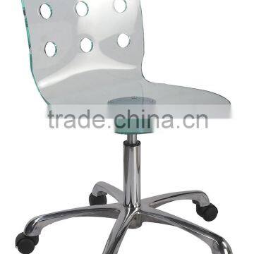 Tansparent clear comfortable armless steel swivel base Acrylic office chair