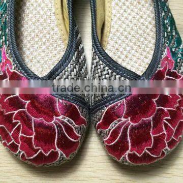 Women's Shoes Old Peking Flower Embroidered Lace Up Linen Cotton Cloth Walking Flat Shoes Oxford Sole photo-6