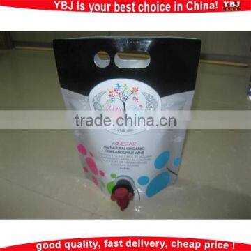 plastic liquid food packaging pouch bag, plastic red wine packaging pouch bag with valve, plastic fruit juice packaging