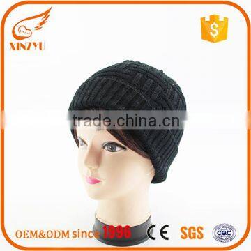 Hot salling product man knitted hat black plain summer beanie cap