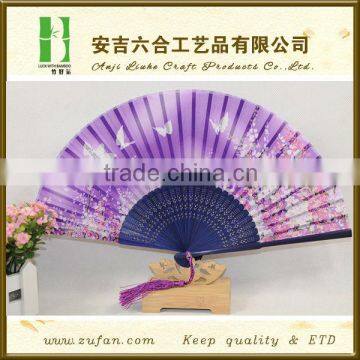 New style high quality silk bamboo folding fan with flower