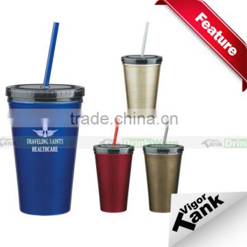 Stainless Coffee Mug with Straw