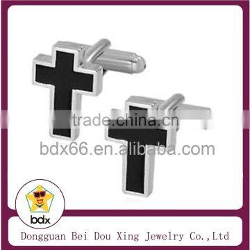 Most Popular Religious Items Stainless Steel Black Enamel Christian Our Father Jesus Cross Prayer Cufflinks For Mens Suit Shirt