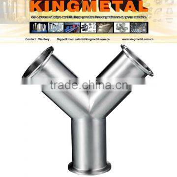 Stainless Steel Clamp Y Type Tee Tube Fittings, 3A Bpe Tee