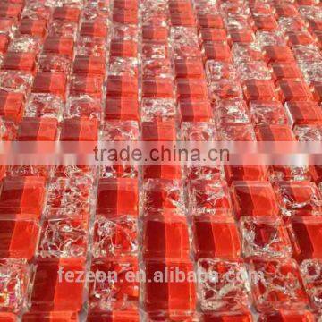 fashion red ice crackle glass mosaic for bathroom wall tile