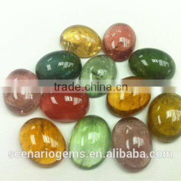 Natural Multi-Color Big Size Calibration Loose Gemstone Cabs Oval 12*16 Tourmaline Cabochon