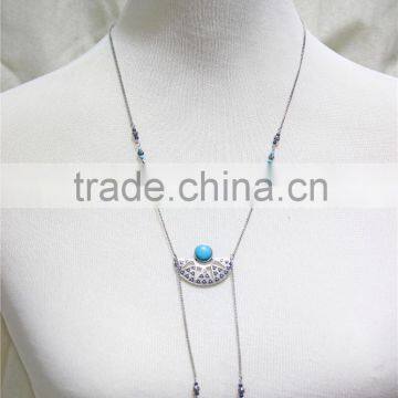 Boho Lariat Necklace Turquoise Necklace w/ Tiny Tassle Necklace 2016 Fashion Style Wholesale