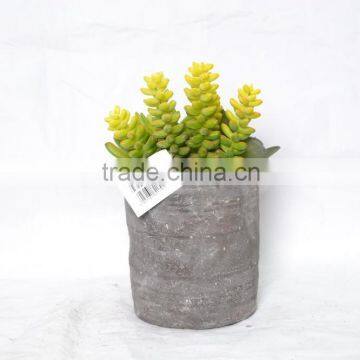 Mixed Green Artificial Succulent Plant In Gray Cement Pot