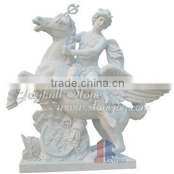 Hand-Carved Marble Pegasus Stone Statues