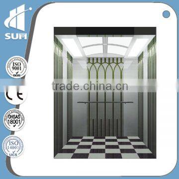 1000kg machine roomless passenger elevator with mirro etching cabin